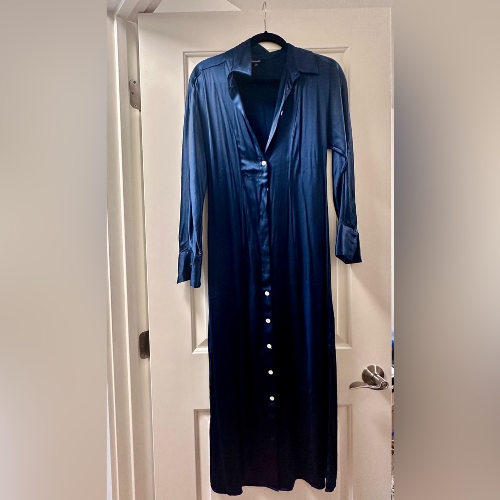 Madewell satin dress in navy